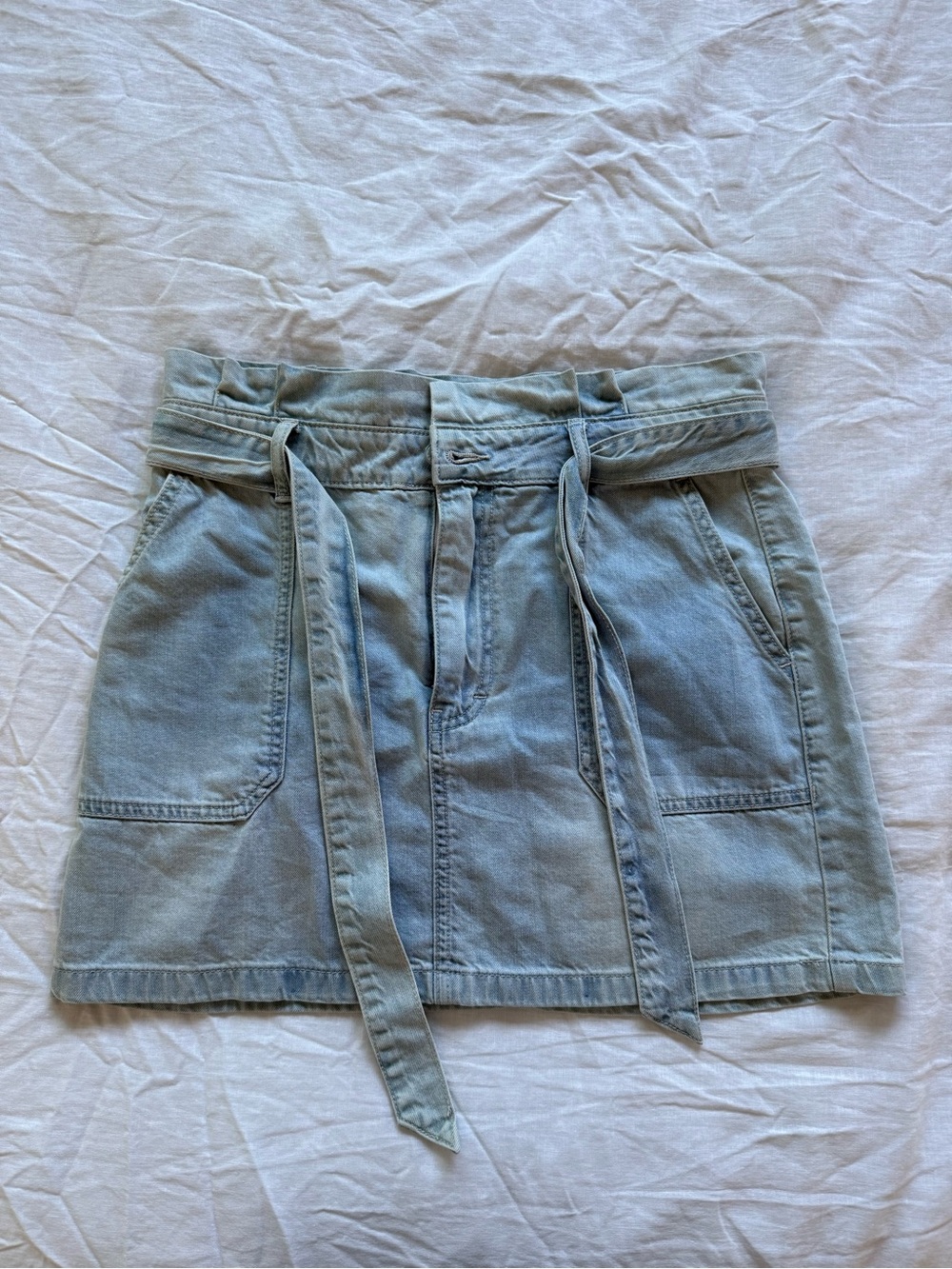 Glassons Light Blue Denim Tie-Waist Mini Skirt